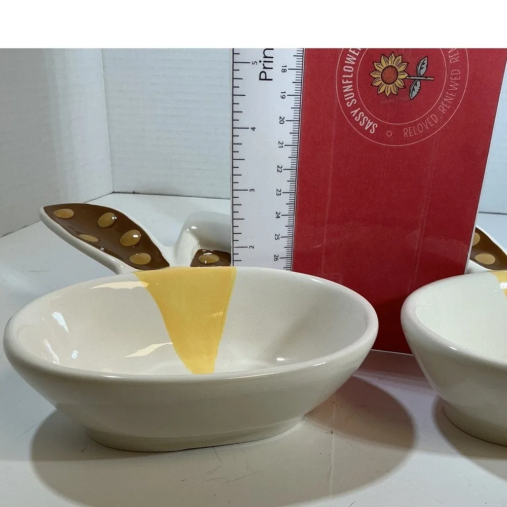 Target Easter 2012 Bunny‎ Rabbit Ceramic Snack Bowls Set of 3 White Brown Yellow